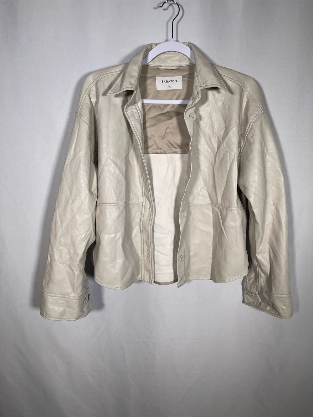 ARITZIA BABATON WOMENS FAUX LEATHER JACKET CREAM XS